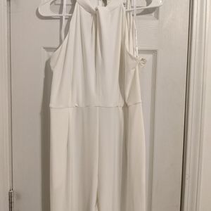 Nina Leonard cream sleeveless jumpsuit SzXL